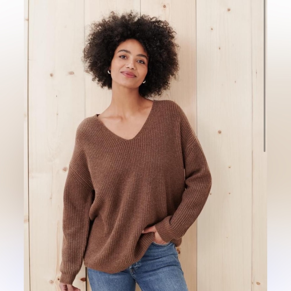 JENNI KAYNE Cashmere Blend Nutmeg Cabin Sweater - sz XL